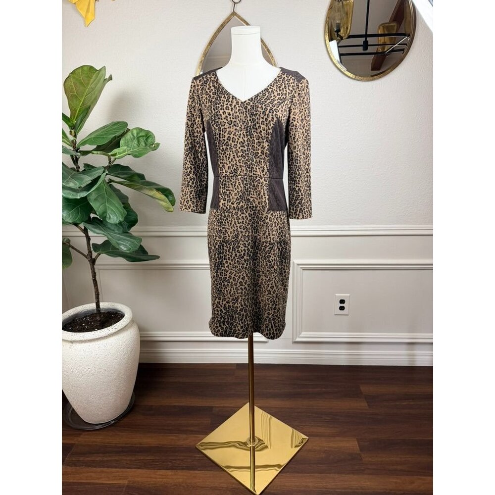 Quiet Luxury Leopard Pencil Dress|Power Femme Rich Mom Elegance|Antonio Melani 6 - Picture 2 of 14